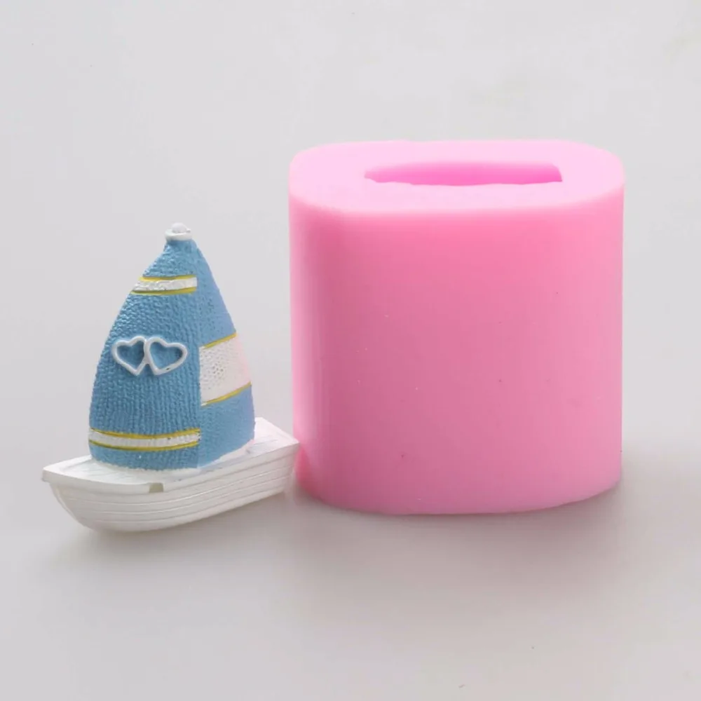 

Sailing boat shaped 3D Candle mold silicone fondant cake mold form for soap Clay mold Salt carving mould