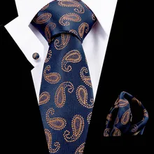 Men Tie Silk Necktie Paisley Brown Ties for Men High Quality Hanky Cufflinks Set Men's Wedding Pocket Square Tie Set charming plating white steel cufflinks for men protractor set square pair
