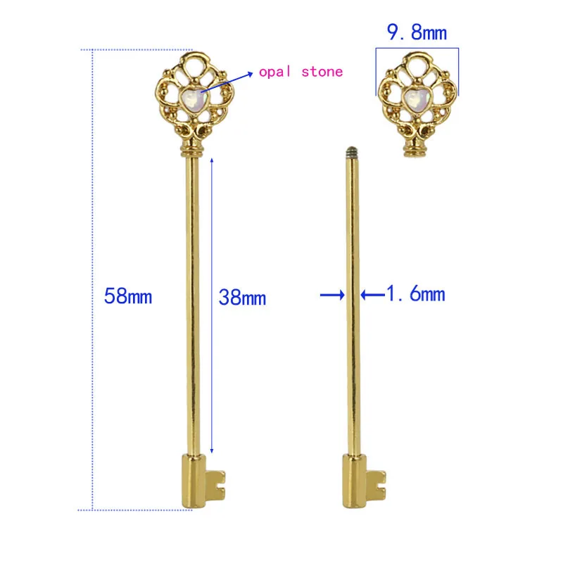 Штанга для пирсинга с опаловым камнем 14 г|body jewelry|cartilage piercingcartilage piercing bar |