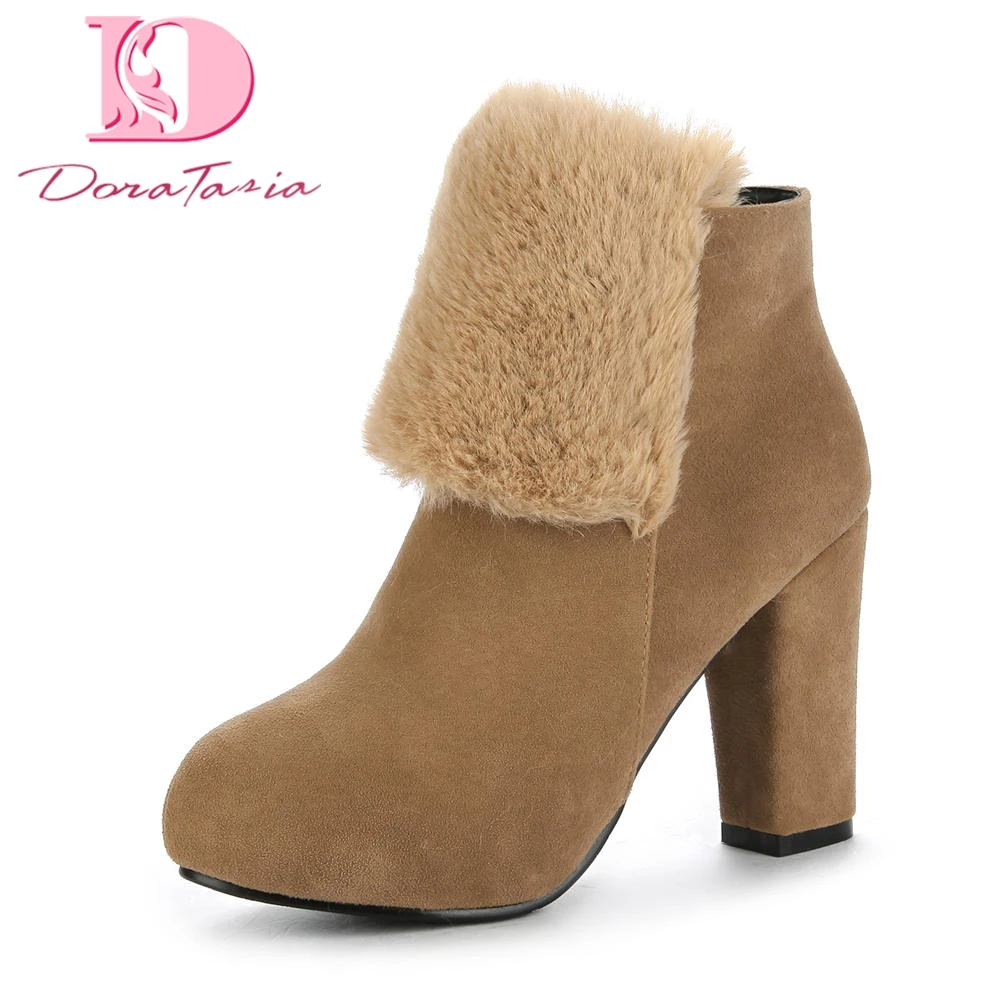 

Doratasia 2018 Large Size 33-43 Platform Chunky High Heels Ankle Boots Female Shoes Woman Winter Boots Woman Shoes