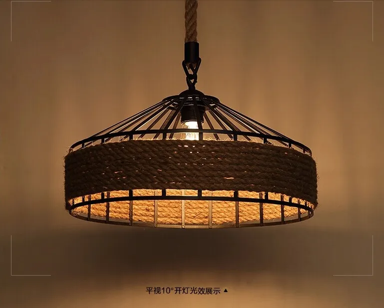 

Nordic Vintage Industrial Hemp Rope Pendant Lamp American country Retro Hanglamp Pendant Lighting For Restaurants Light Fixtures