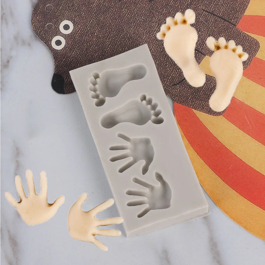 JX-LCLYL Mini Feet hand Shaped Silicone Bakeware Cake Mold Baby Fondant Cake Decoration