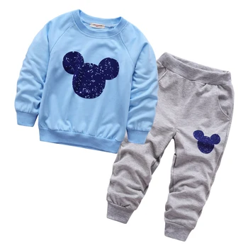 

Spring fall baby mickey clothing boys girls minnie tracksuits shirt+ pants 2pcs kids boy clothes Children Infants clothing set