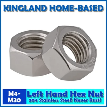 

304 Stainless Steel M4-M30 Left Hand Thread Nuts Fasteners DIN934 Hex Nut Metric Pitch Hexagon Nuts