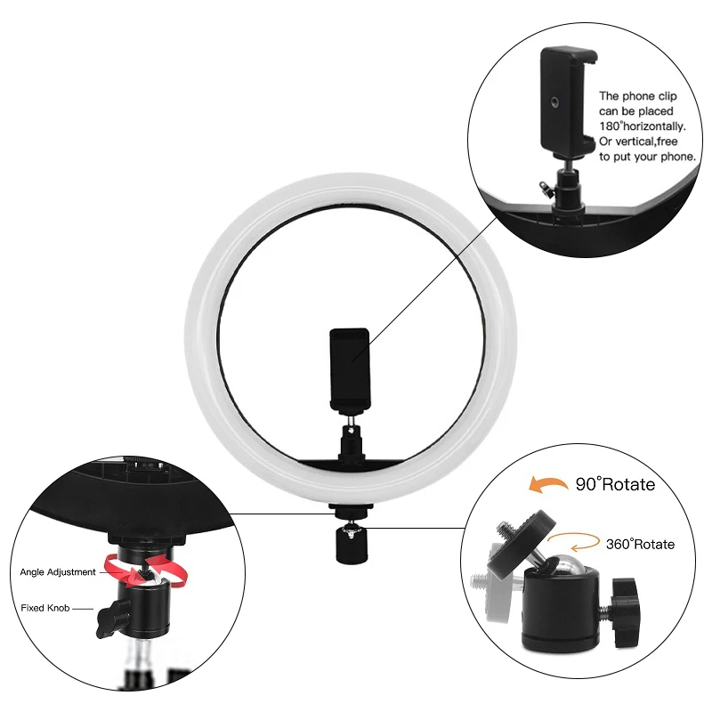 SAMTIAN 12 дюймов 160 шт. светодиодный кольцевой светильник для селфи 3 скорости бесступенчатый светильник ing с регулируемой яркостью 2700 K-5500 K для студийной фотосъемки кольцевая лампа