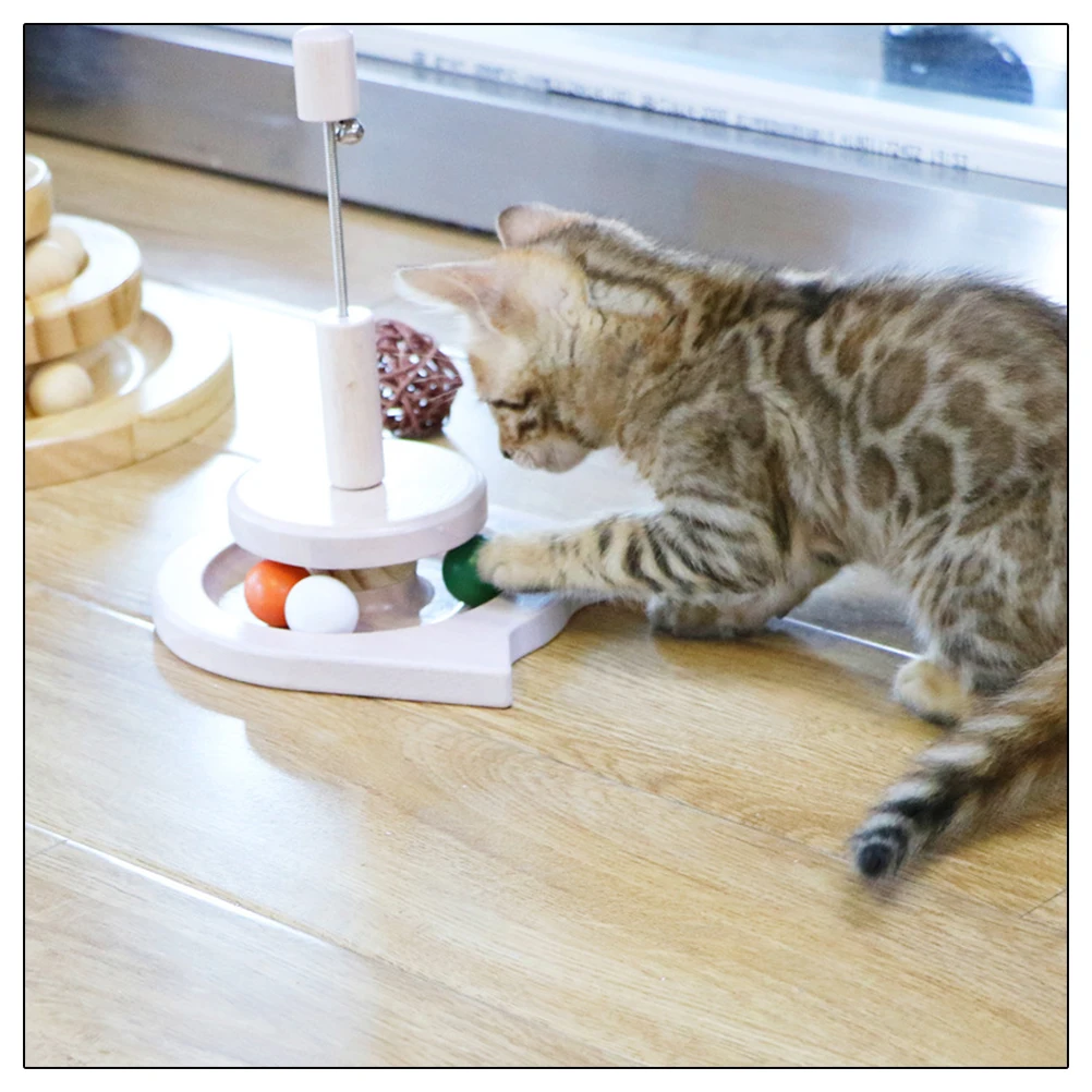 Деревянная игрушка для кота интеллект Кот Crazy диск с шариком игрушки для домашних животных мяч для кошек игрушки вращающийся диск с шариком интерактивная игрушка для кошек