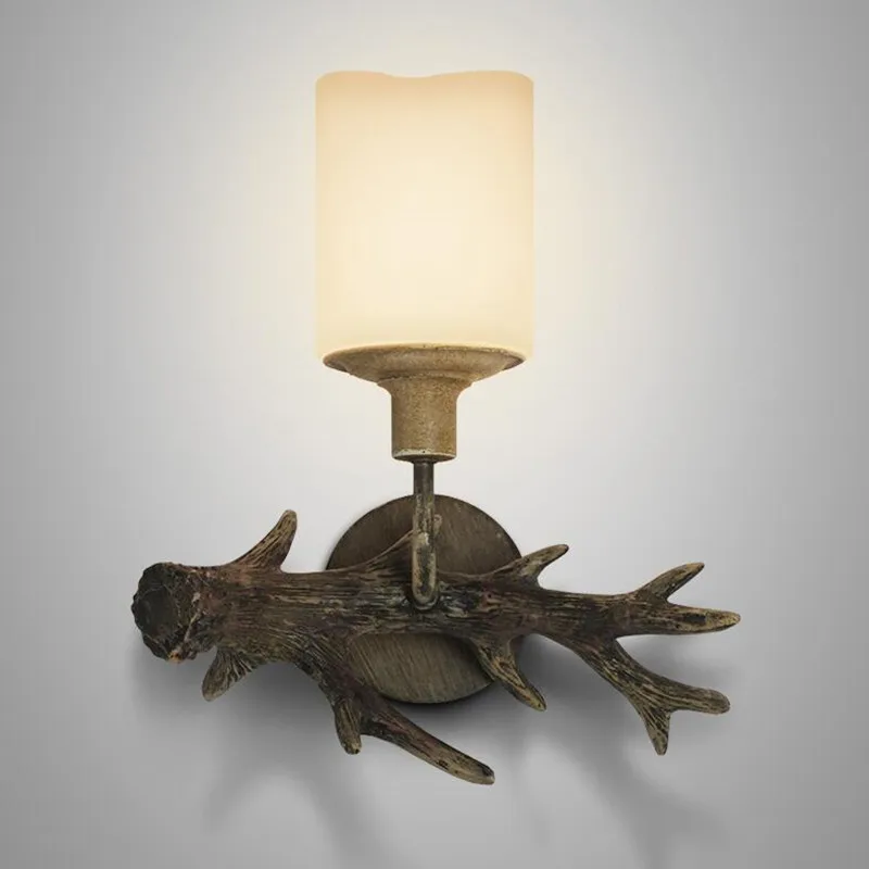 

Abajur Living Room Bedroom Countryside American Village Restaurant Retro Wall Light Bedside Resin Antlers LED Wall Lamp Fixtures