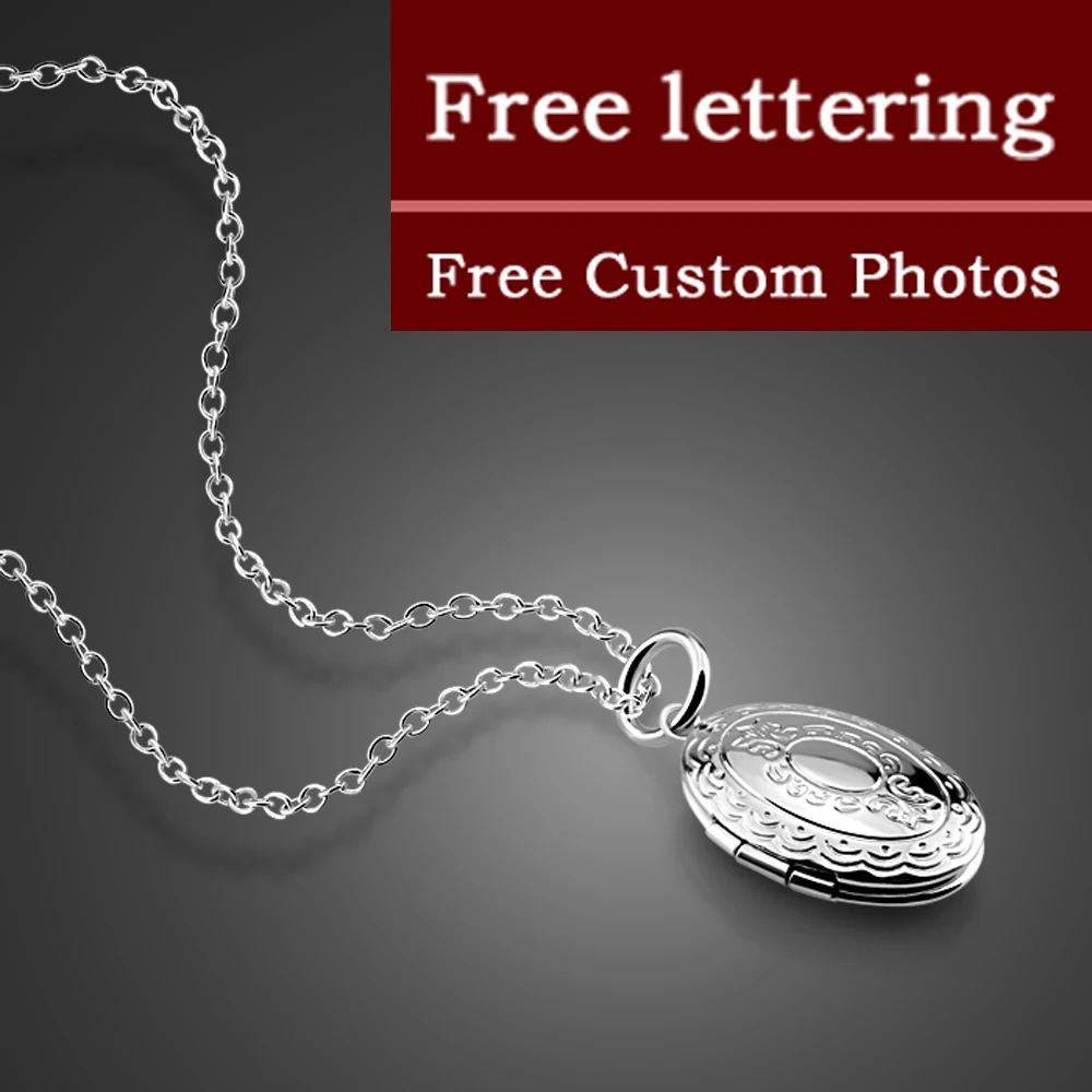 

High quality exquisite DIY photo necklace. Solid 925 Silver Oval Photo Box Pendant Chain. Fashion sterling silver woman jewelry