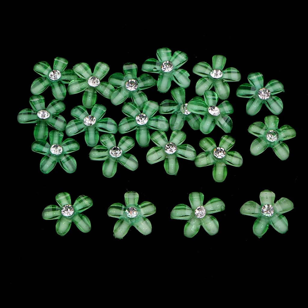 20Pc 9mm Resin Embellishments Rhinestone Flowers Flatback Buttons for Wedding Party Home Decoration DIY Sewing Crafts Bow Center