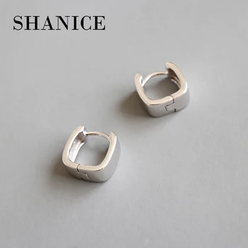 

SHANICE 925 Sterling Silver Hip Hop Square Wide Face Ear Ring Earrings For Women And Rings Earrings Female Hip Hop Hoop Earrings