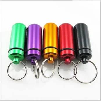 

Travel Pill Box WaterProof Mini Blue Aluminum Keychain Tablet Storage Box Case Holder Medicine Perfume Container 200pcs