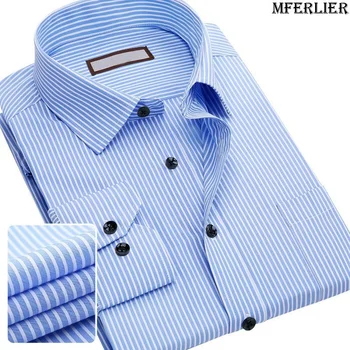 

men formal shirt striped long sleeve classic larger size big 8XL 10XL 9XL pocket autumn 7XL 14XL business man shirt office 12XL