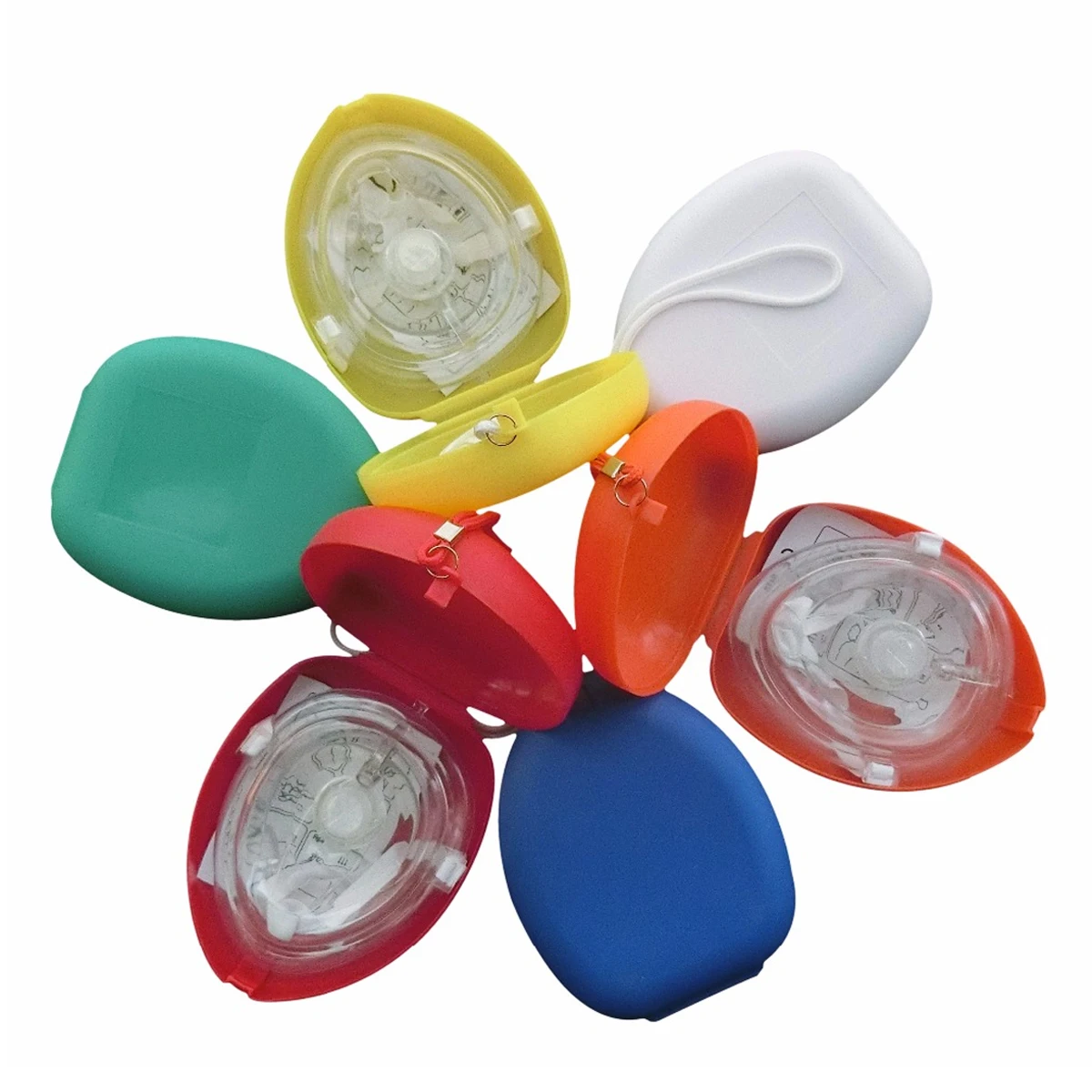 2Pcs/Pack CPR Resuscitator Rescue First Aid Mask Mouth Breath With One-way Valve Professional Emergency Training Tools 6 Colors