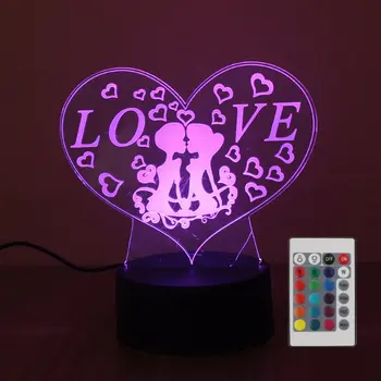 

Love Heart Touch Table Lamp 7 Colors Changing Desk Lamp 3D Lamp LED Night Light Stereoscopic Illumination