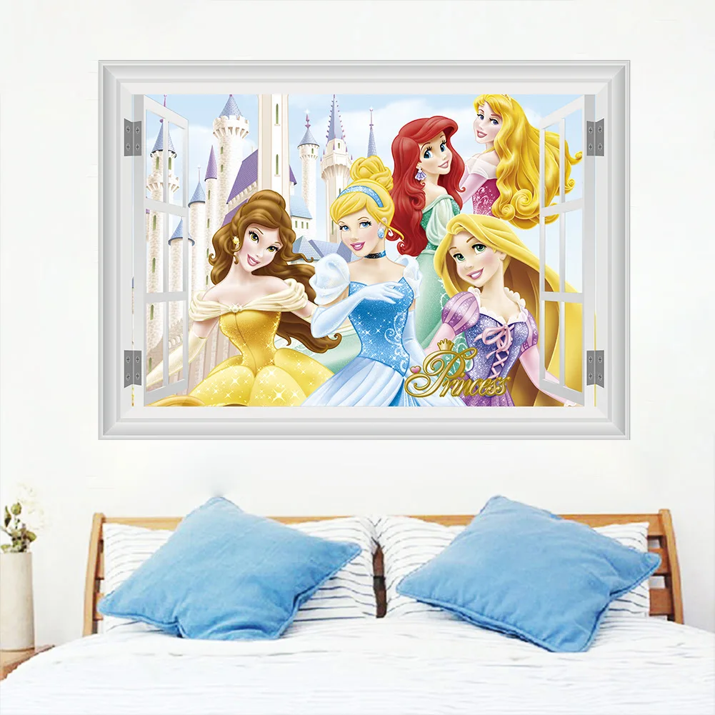 Стикер Диснея детская комната Принцесса Маленькая девочка Спальня прикроватный фон украшение стикер с рисунком из мультфильма