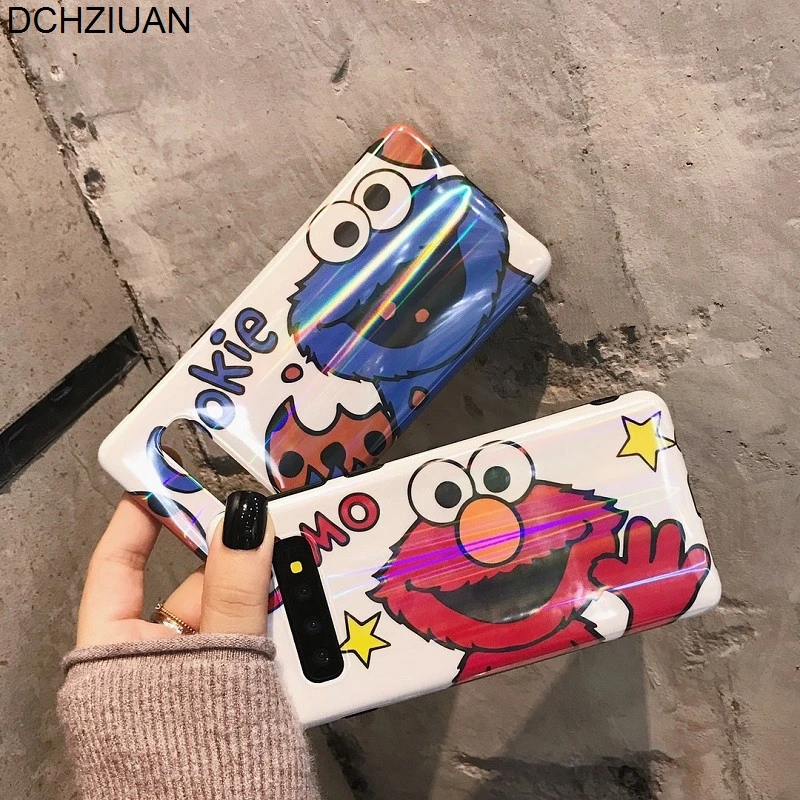 

DCHZIUAN Laser Smile Sesame Street Cute Phone Case For Samsung Galaxy S10 S10e S10 Plus Note 9 Note 8 S8 S9 Plus Case Cover