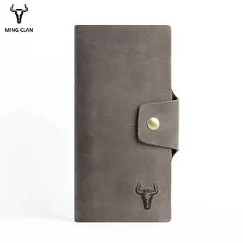 

Mingclan Genuine Leather Long Wallet Men Female Male Cuzdan With Women Lady Zipper Clutch Walet Handy Coin Purse Rfid Portfolio