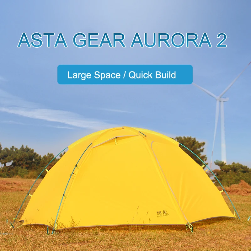 

Asta Gear Aurora 2 Camping Tent 68D polyester fabric Aluminum alloy Pole Outdoor 2 Persons Large Space Outdoor Tent