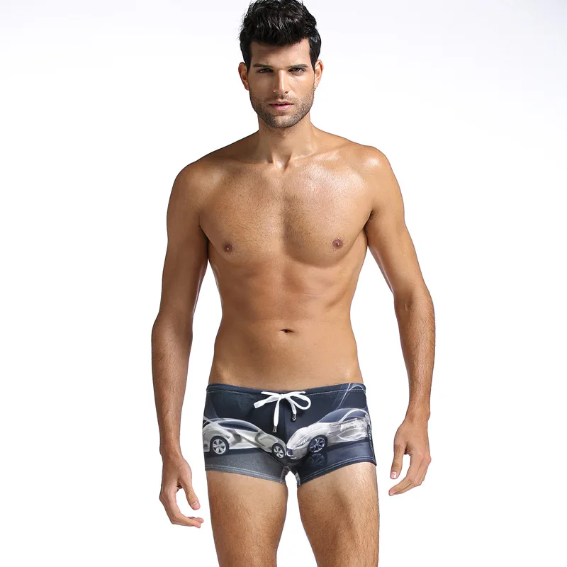 

2019 Print Men Swimwear Shorts Trunks Nylon Drawstring Swimsuit Swim Bathing Suits Sports Beach Pool Wear Pants Underpant Briefs