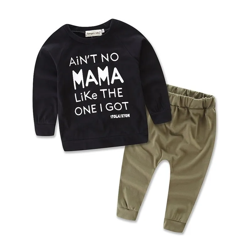 boy carter clothing Set cotton children autumn tops baby kids bobo clothes mama Letter print kids tracksuit pants+t shirts04