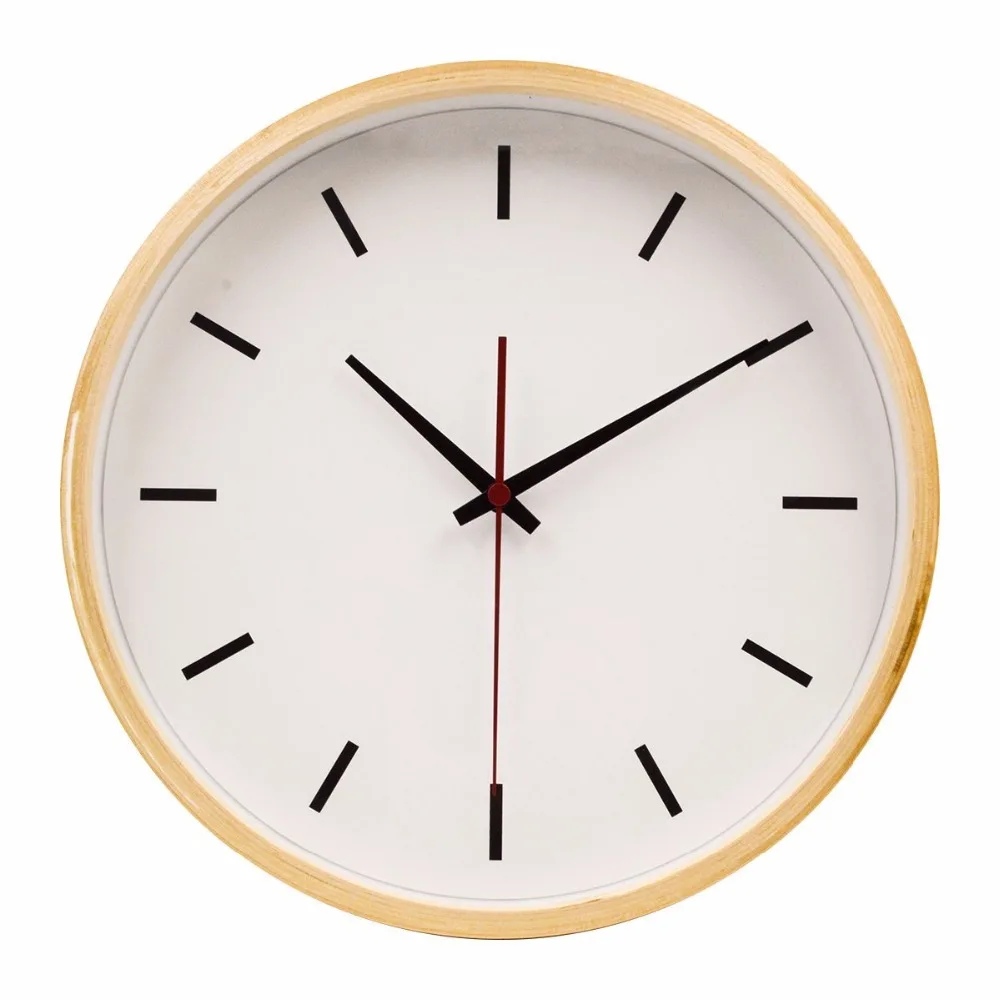 Hippih 10 Inches Quiet Sweep Wall Clock Vintage Wooden Scale Saat Clock