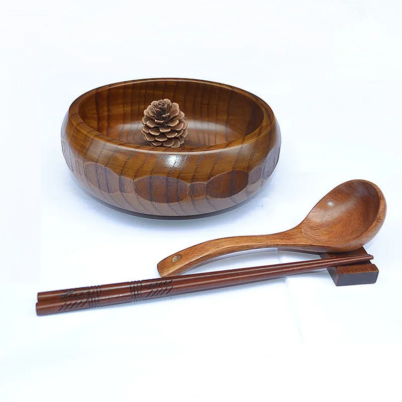 Buy Japan Style Wooden Bowl Tableware Dinnerware Sets Spoon Chopsticks Bowl