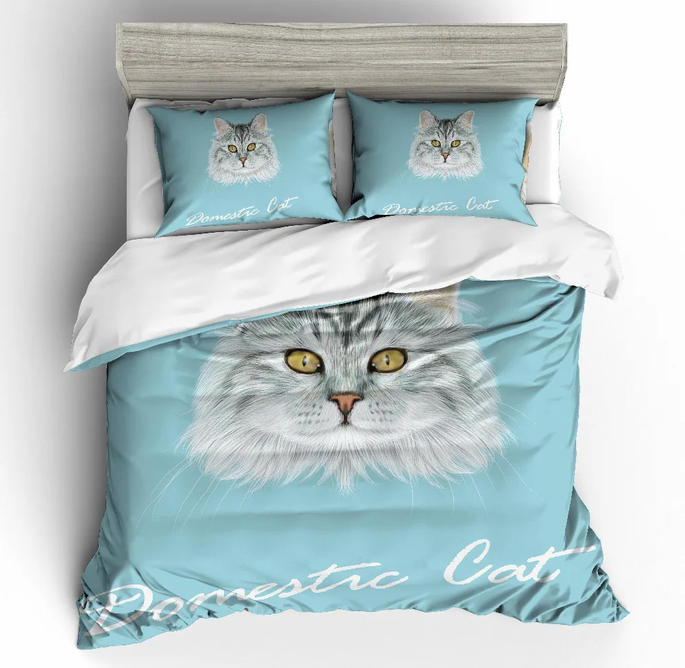 

MUSOLEI 3D Duvet Cover Set Animal White cat Bed Sheet Twin queen king