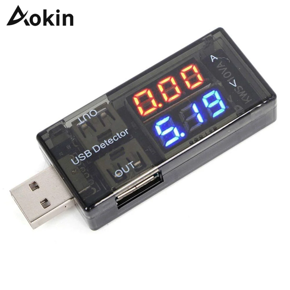 

3-7.5V Dual USB Current Voltage Charging Detector Tester Red Blue Battery Voltmeter Ammeter Charger Doctor