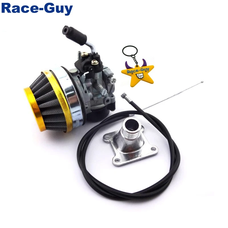 Gold Racing Carburetor Air Filter Gas Throttle Cable Intake Mainfold
