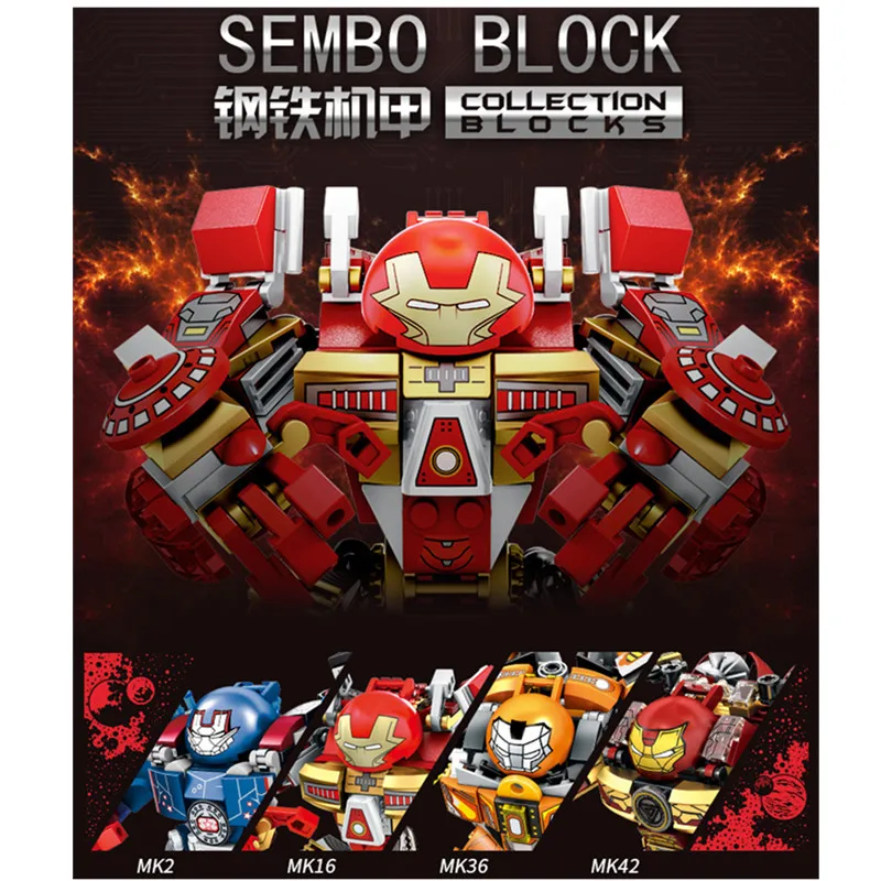 

New Legoing Hulk Iron Man Mech Variant Warrior Puzzle Assembling Model Buildig Blocks Children's Toys