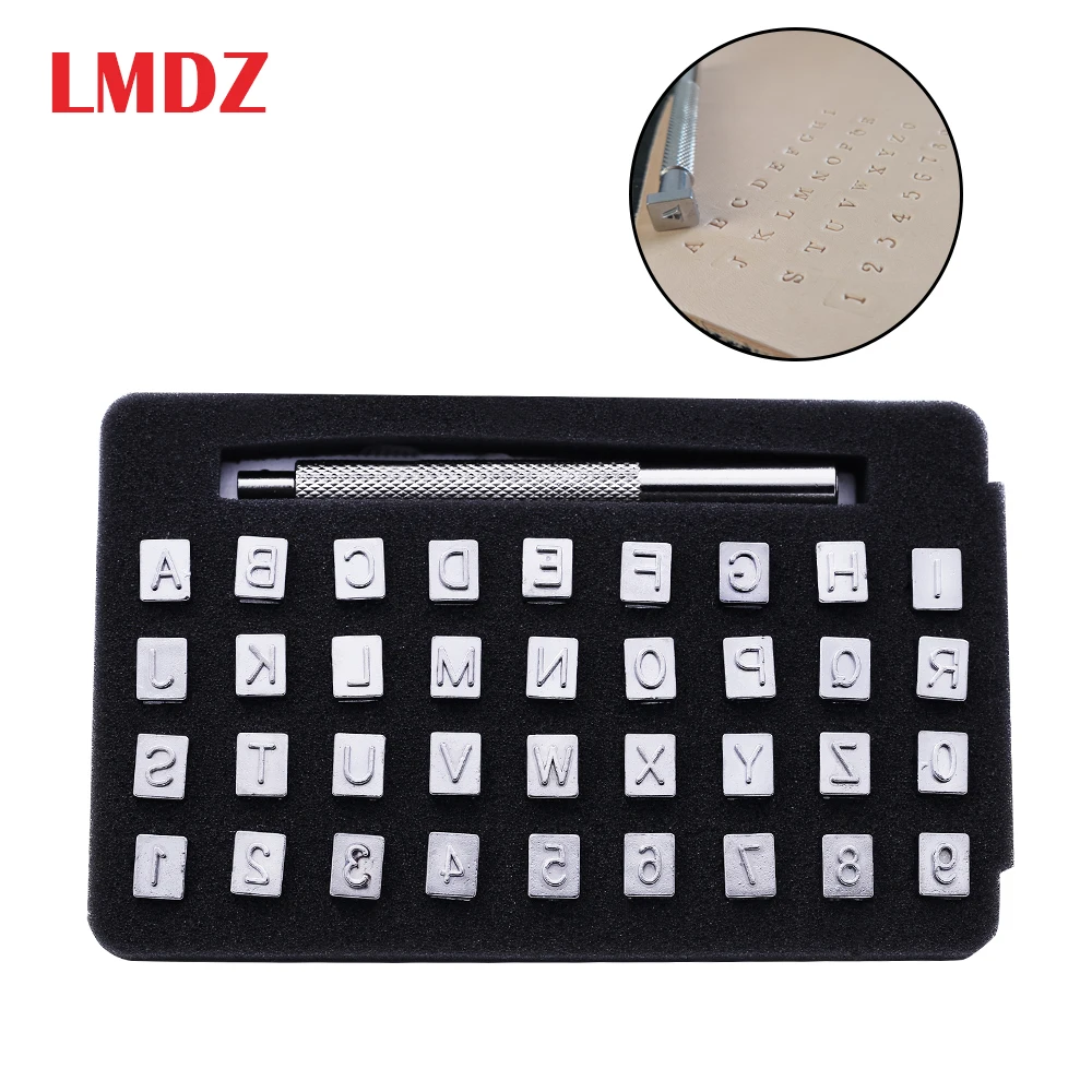 

LMDZ 36pcs 3mm/6mm Steel Alphabet Number Stamp Punch Set Leather Craft Stamp Tools Leather carving seal Leather craft Stamps