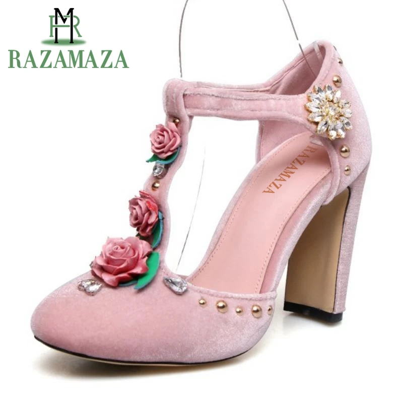 RAZAMAZA Size 34 43 Vintage Women Real Genuine Leather High Heel