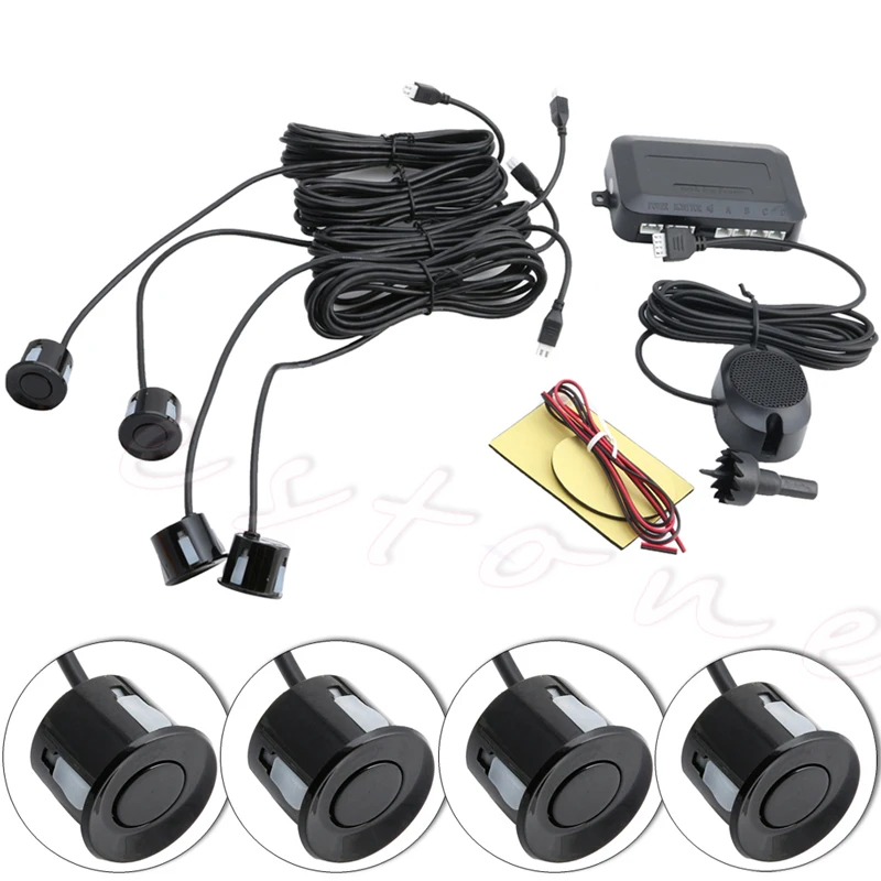 

Free delivery Parking 4 Sensors Car Reverse Backup Rear Buzzer Radar System Kit Sound Alarm