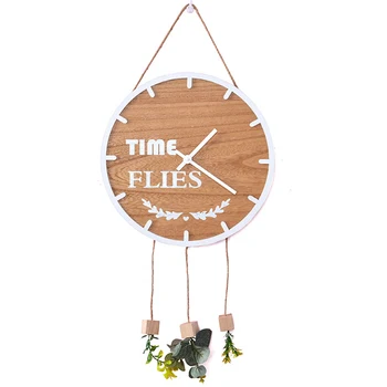 

Wall Hang Clock Wooden Hanging Mute Clock Rope Hanging Wall Clock Minimalist Style Wall Decoration