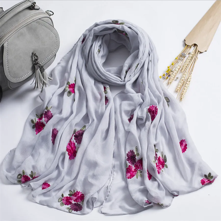 

[Lakysilk] New Floral Embroidery Women Scarf Cotton Female Head scarf hijab Pashmina Scarves Ladies Large Long Soft Shawl