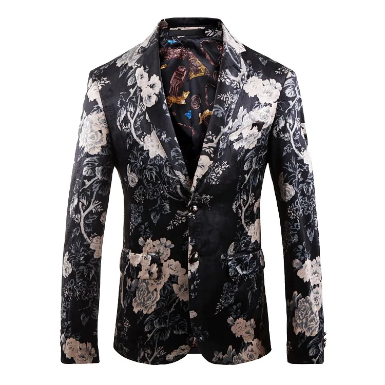 FOLOBE Mens Floral Blazer Flower Print Blazers For Men Large Size Slim