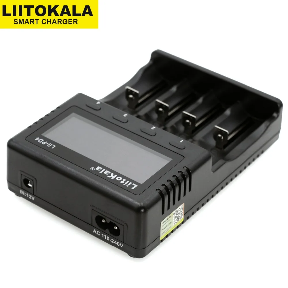 

Liitokala Lii-PD4 LCD NiMH lithium-battery no adapter required 2A Output Charger for 3.7V 18650 18350 21700 26650 1.2V AA AAA