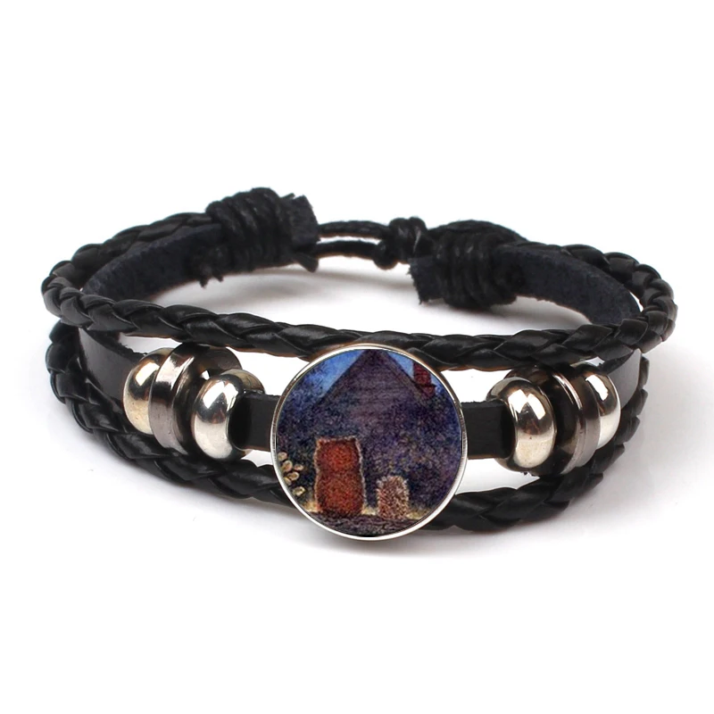 Модный Многослойный кожаный браслет в стиле ретро черный плетеный с милыми