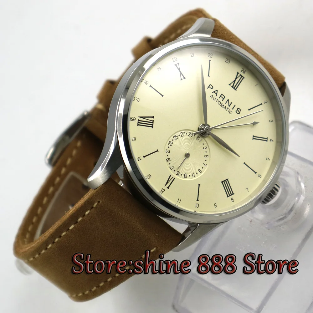 42 мм Parnis off white циферблат 24 часа ST1690 автоматический механизм мужские часы|watch men|watch