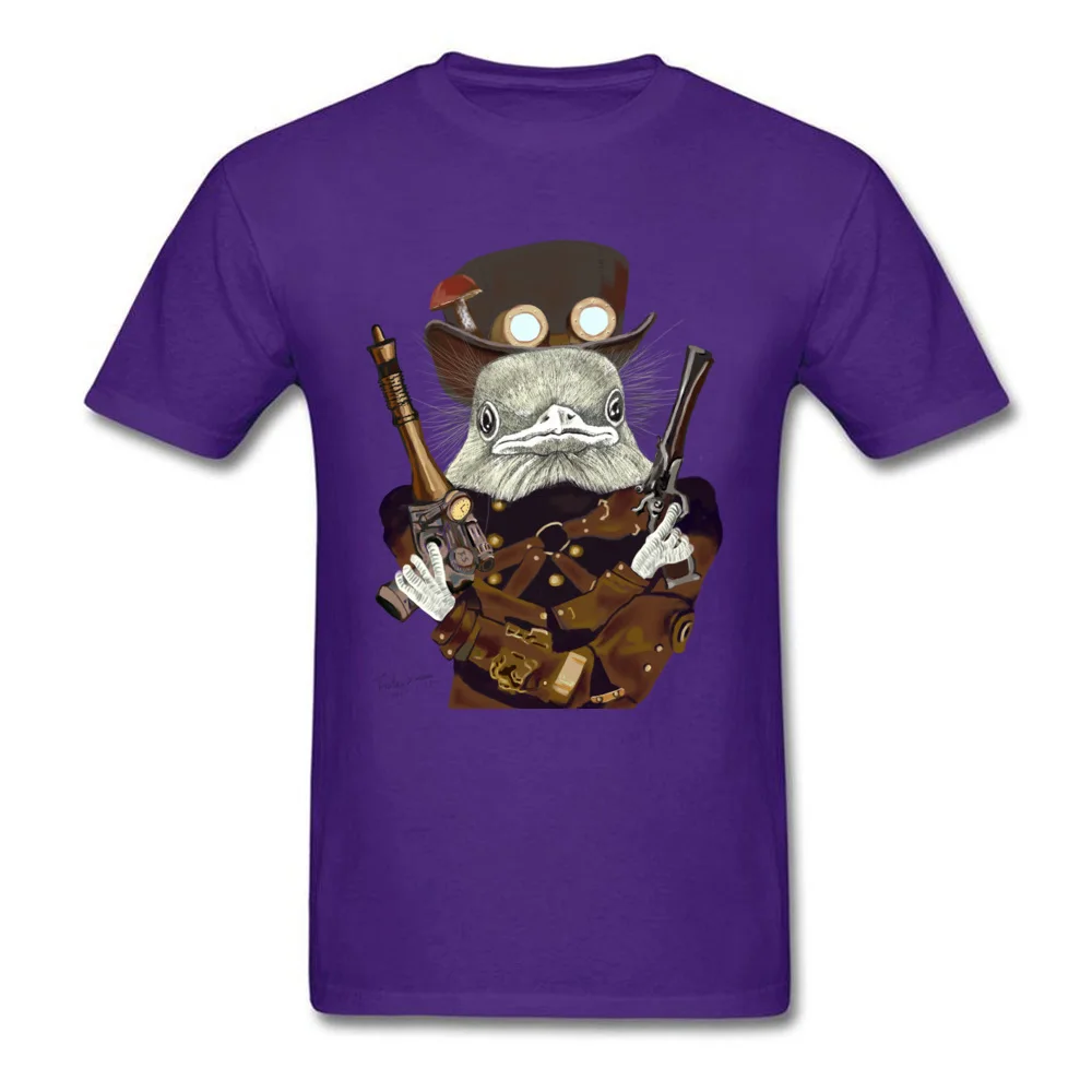 Cool T Shirts Brand New O Neck Funny 100% Cotton Fabric Men T Shirt Custom Short Sleeve Tops Shirt Top Quality Wild West Bird Ranger with Mushroom Hat purple