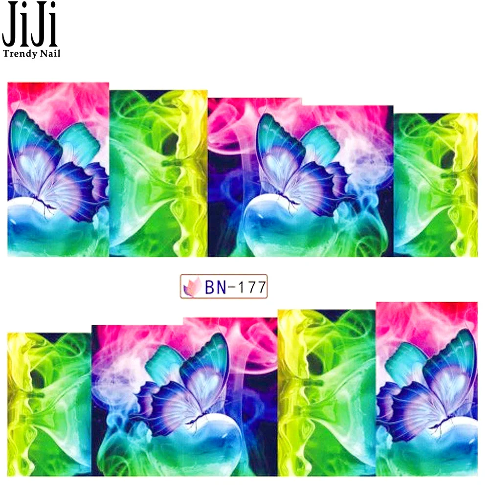 

1 Sheet Nail Art Decorations Stickers Water Transfer Decals Colorful Butterflies Beauty Full Image Nail Stencils Tips JIBN177