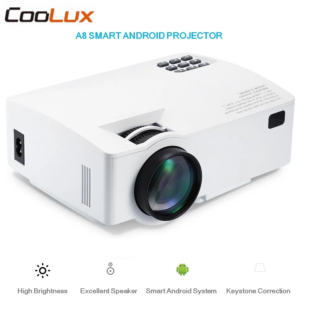 Coolux A8 проектор 1500LM 854*480 Поддержка HD 1080 P BT4.0 HDMI 4 K видео домашний кинотеатр LCD 2,4/5,0 ГГц Wi-Fi, умный проектор на Android