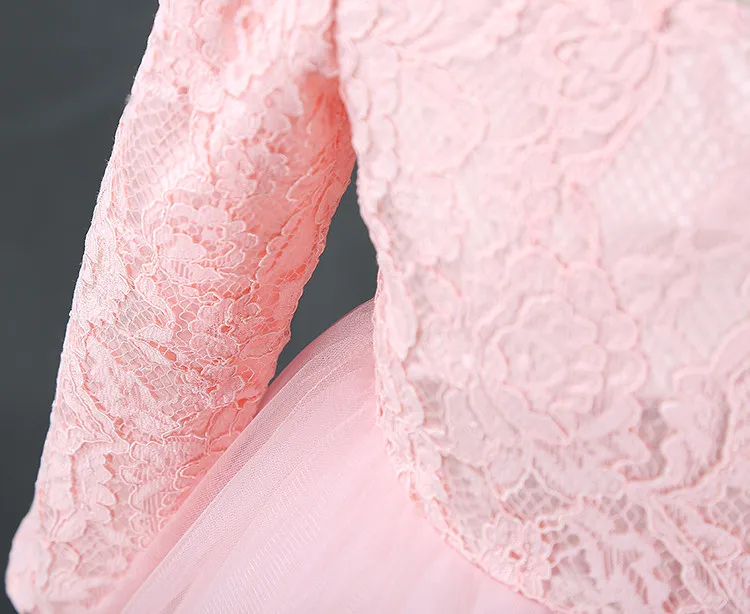 Платье для новорожденных девочек vestido infantil/детское кружевное платье белого и розового цвета платья для свадебной вечеринки с длинными рукавами для девочек 1 год