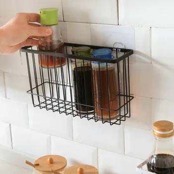 

Home Storage Kitchen Spice Racks Bathroom Storage Basket Racks Hanging Organizer Wrought Iron Simple