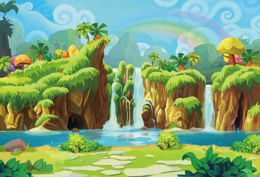 Laeacco Cartoon Mountain Trees Rivers Rainbow Baby Photography Backgrounds Customized Photographic Backdrops For Photo Studio Background Aliexpress