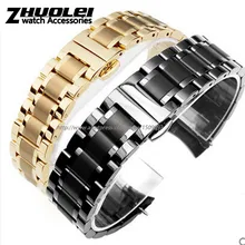Haute qualité noir | or Plat fin | curved end bracelet en acier inoxydable bracelet hommes 18mm 19mm 20mm 22mm livraison gratuite