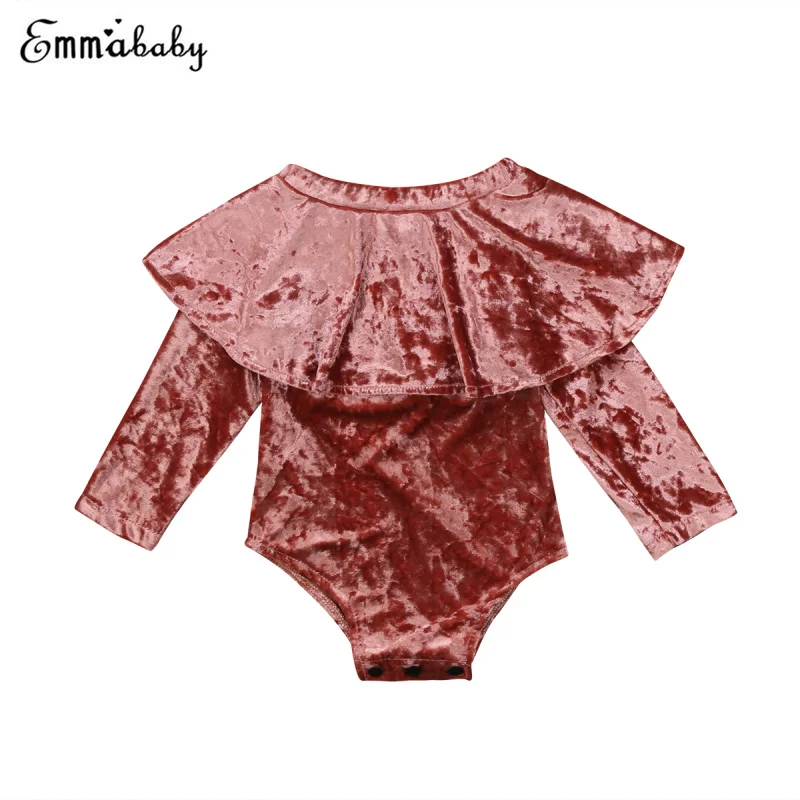 

2018 Newborn Kids Baby Girls Romper Velvet Jumpsuit Long Sleeve Infant Baby Girl Clothes Ruffle One-Piece Outfit