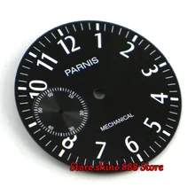 38,9 мм parnis световой черный циферблат Калибр ETA 6497 ST 3600 циферблат часов D1