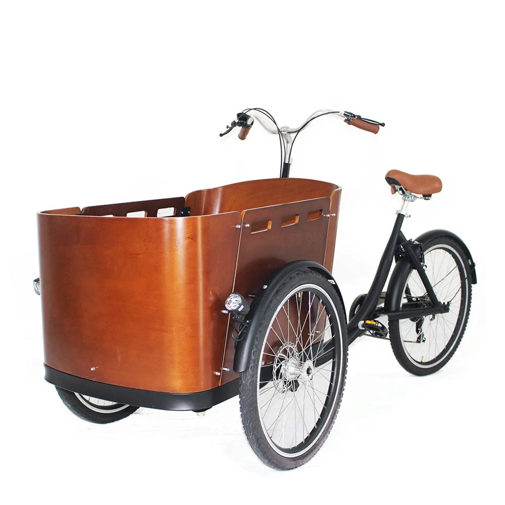 Сверхмощный передней кабины Электрический грузовой трицикл для переноски детей Семья грузовой велосипед