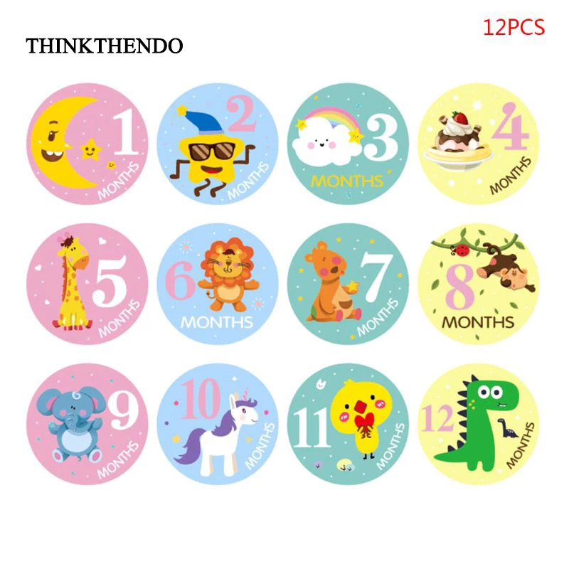 

12 Pcs/set Baby Month Sticker Infant Photography Prop Milestone Memorial Monthly Newborn Kid Supplies Month 1-12